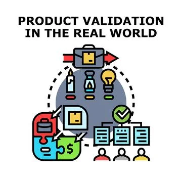 Product validation concept creating real world solutions Stock Illustration