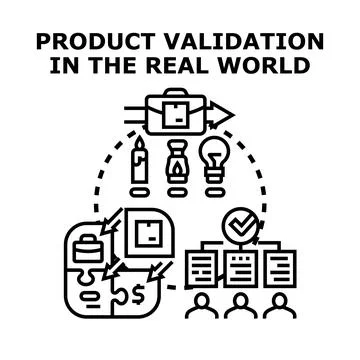 Product validation concept creating real world solutions Stock Illustration