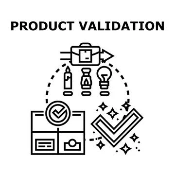 Product validation process checking quality and development Stock Illustration