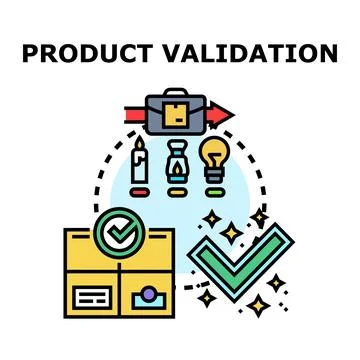 Product validation process checking quality and development Stock Illustration