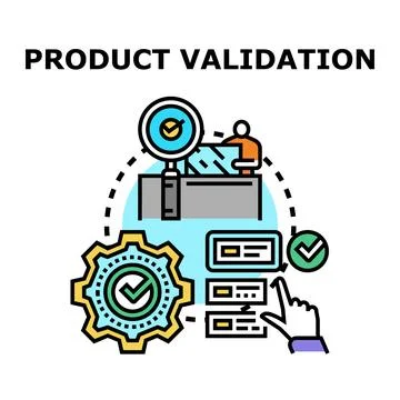 Product validation process confirming quality assurance standards Stock Illustration