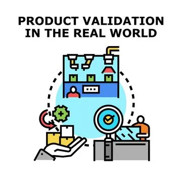 Product validation in the real world process Stock Illustration