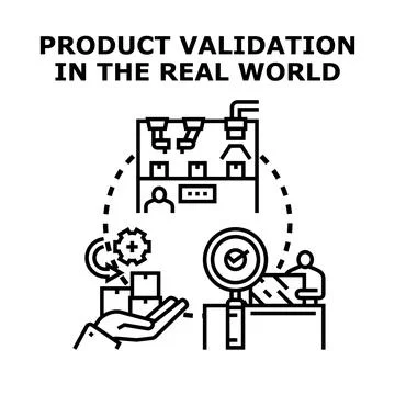 Product validation in the real world process Stock Illustration