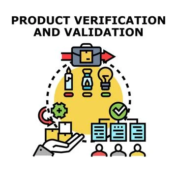 Product verification and validation process concept illustration Illustrazione stock