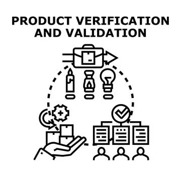 Product verification and validation process concept illustration Illustrazione stock