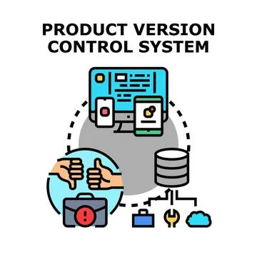 Product version control system development management process Illustrazione stock