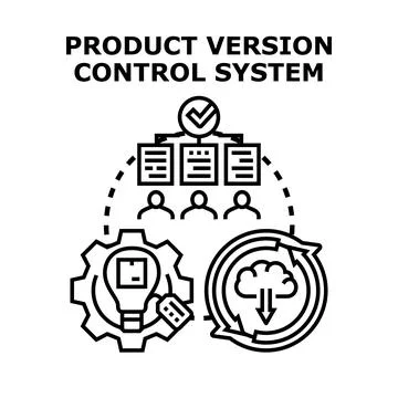 Product version control system organizing development process Illustrazione stock