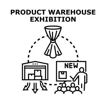 Product warehouse exhibition launch distribution concept Stock Illustration