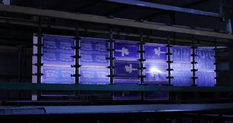 Producting of the electronic boards. Automatic testing of electronic boards in a Stock Footage 201211023