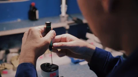 Production and assembly of the microscope Stock Footage 104833858