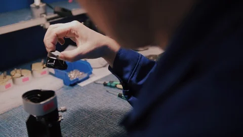 Production and assembly of the microscope Stock Footage 104834028