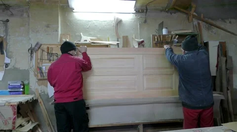 Production and assembly of wooden door. Stock-Footage 59793374