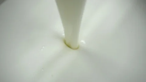 Production and bottling of kefir in dairy production, background, close-up Vídeo Stock 129487555