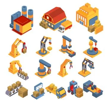 Production and Delivery Isometric Set Stock Illustration