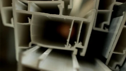 Production and manufacturing of frames and PVC windows, in the pvc windows Stock Footage 95279738