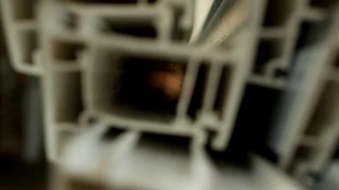 Production and manufacturing of frames and PVC windows, in the pvc windows Stock Footage 95726083