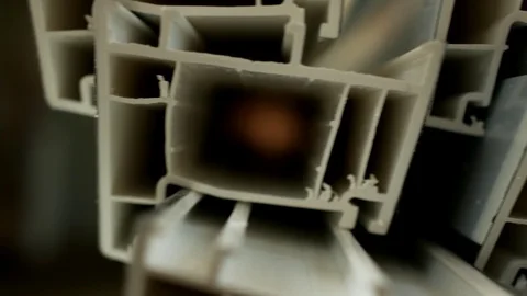 Production and manufacturing of frames and PVC windows, in the pvc windows Stock Footage 95877155