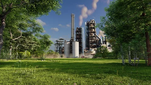 A production area surrounded by forest. Stock Footage 321894191