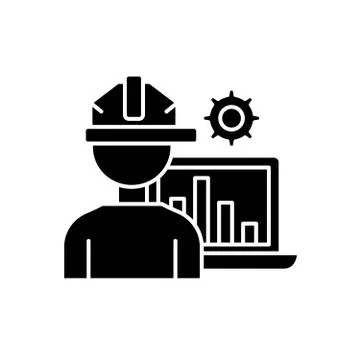 Production automation black icon, vector sign on isolated background. Production Stock Illustration