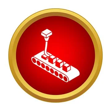 Production automation processing cubes on conveyor belt icon Stock Illustration