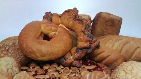 The production of the bakery. Baking, bread, loaf. 50p. Stock Footage 130252742