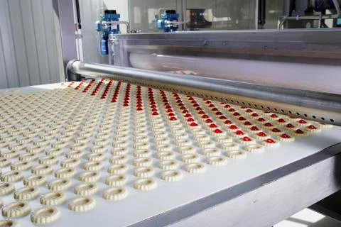Production of biscuits Stock Photos