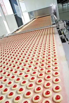 Production of biscuits Stock Photos