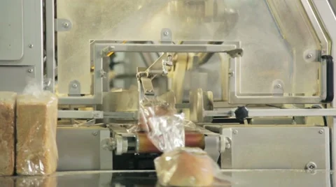 Production of bread and packaging Stock Footage
