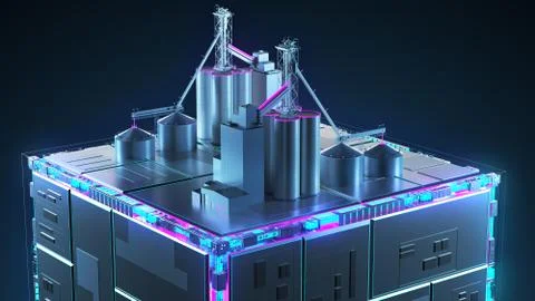 Production of building materials. Technology cube for providing information. Stock Illustration