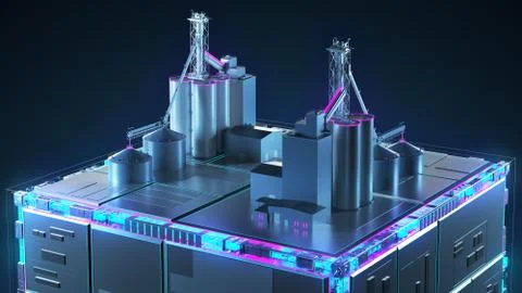 Production of building materials. Technology cube for providing information. Stock Illustration