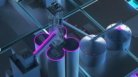 Production of building materials. Technology cube for providing information. Stock Illustration