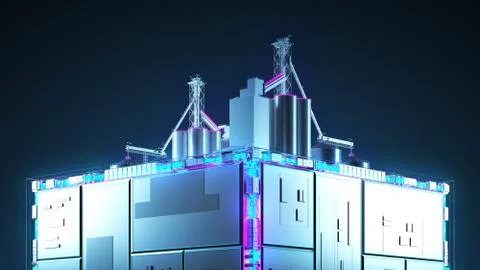 Production of building materials. Technology cube for providing information. Иллюстрация