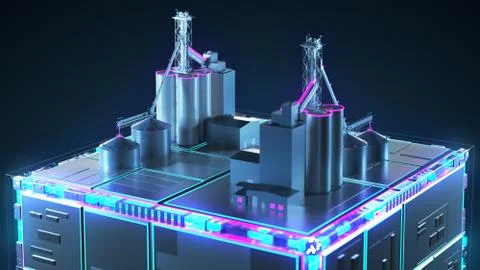 Production of building materials. Technology cube for providing information. DOF Stock Illustration