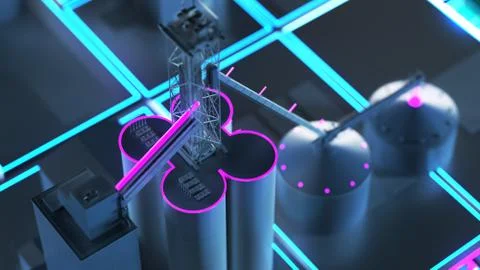 Production of building materials. Technology cube for providing information. DOF Stock Illustration