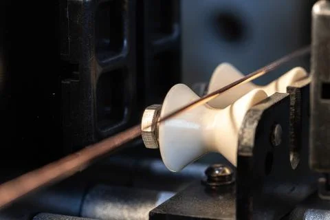 Production of cable wire at cable factory close up Foto stock