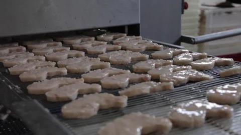 Production of chicken nagets Stock Footage 81034218