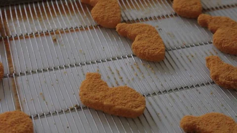 Production of chicken nuggets Stock Footage 81278161