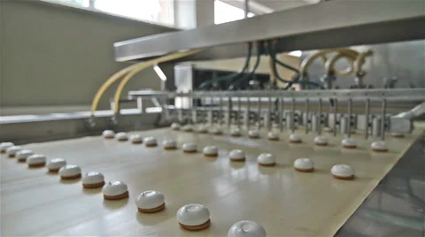 Production of chocolate marshmallow Stock Footage 46225744