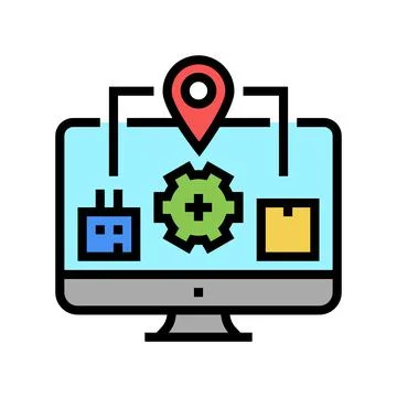 Production to client logistics process color icon vector illustration Illustrazione stock