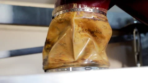 Production. Close up of a hose through which raw materials arrive. equipment at Video stock 194448540