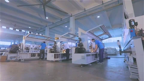 Production of cnc machines. Assembly of cnc machines at the factory. Modern Vidéo 243263475