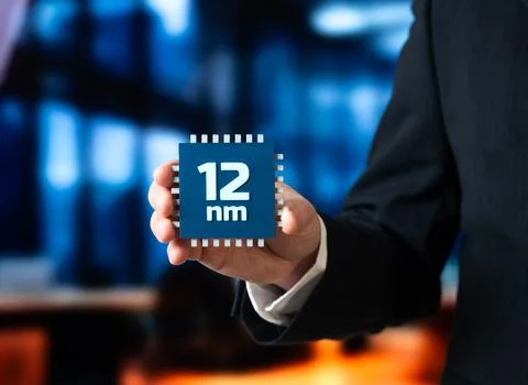 Production of computer microchips using the 12 nm process technology. Semic.. Stock Photos
