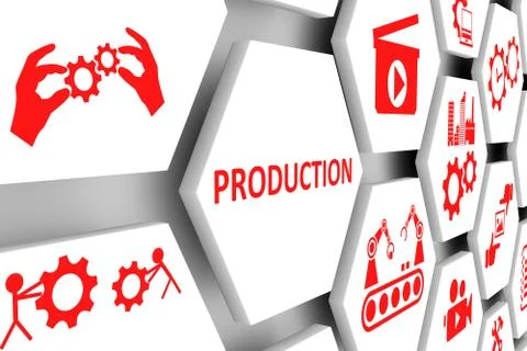 PRODUCTION concept cell background 3d illustration Stock Illustration