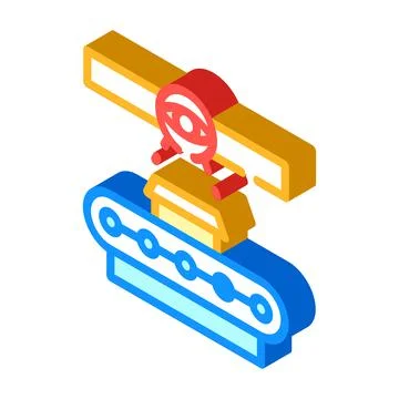 Production control isometric icon vector illustration Illustrazione stock