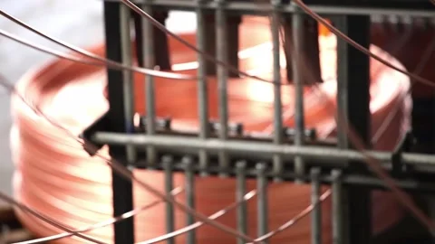 The Production of Copper Electric Cable Closeup 動画素材 195088423