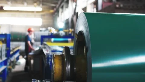 Production of corrugated sheets close-up. Stock Footage 273446558