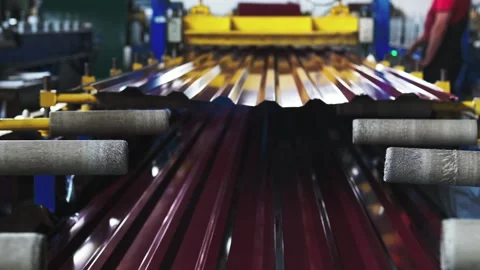 Production of corrugated sheets close-up. Stock Footage 273448217
