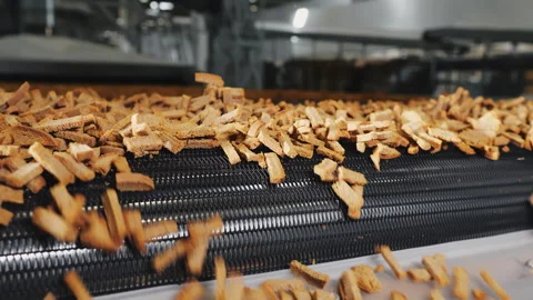 Production of crackers at the factory. Stock Footage 276911356