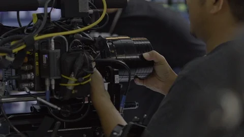 Production crew working in Production Stock Footage 128811737