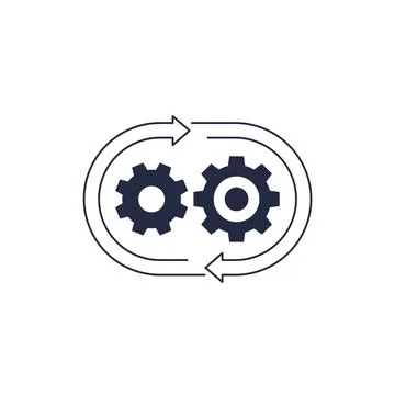 Production cycle and operations icon on white Stock Illustration